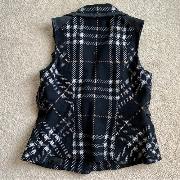 CAbi Grid Tweed Plaid Wool Blend Moto Vest S - Picture 5 of 15